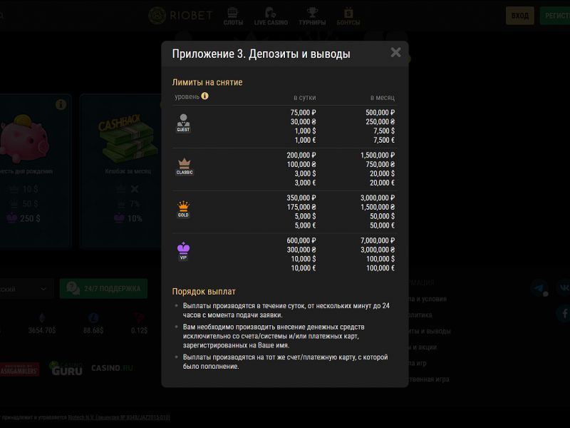 Ввод и вывод средств